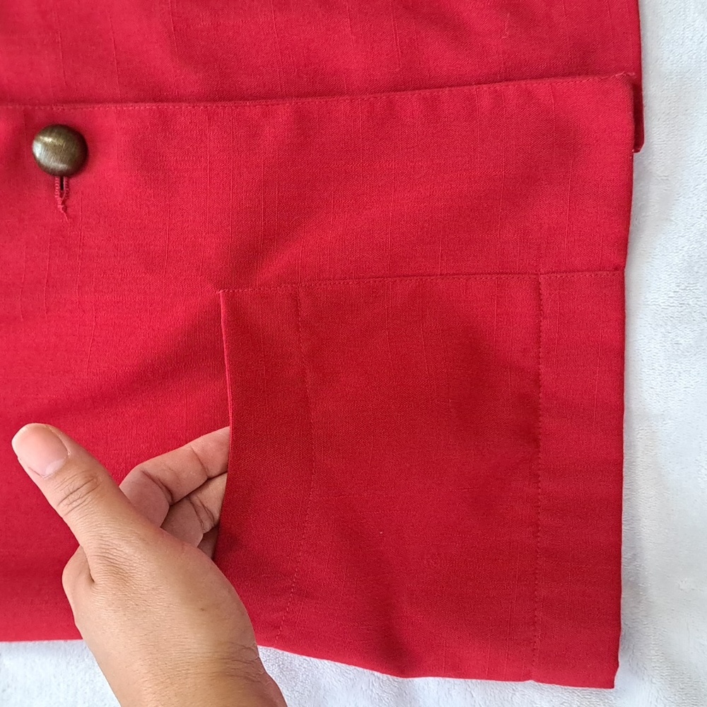 Vintage Block Island by Marina Pappas Red Blazer Suit Jacket 6 Petite Pockets - Picture 10 of 12